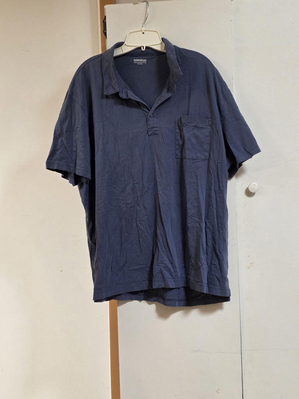 Goodthreads Men's Navy Blue Casual Button-Down Polo with Chest Pocket